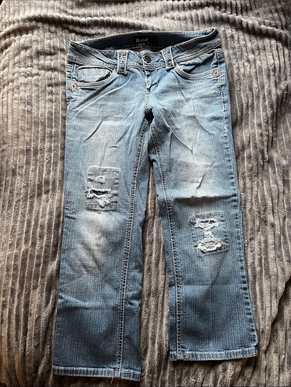 Rewind Light Blue Boot Cut Distressed Jeans